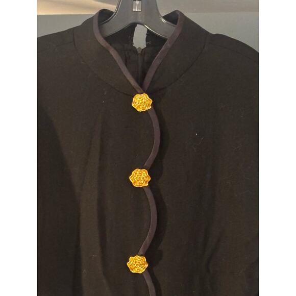 Dominic Rompollo Black Wool Dress Artsy Buttons Longline 16 Vintage Classic - Picture 3 of 8